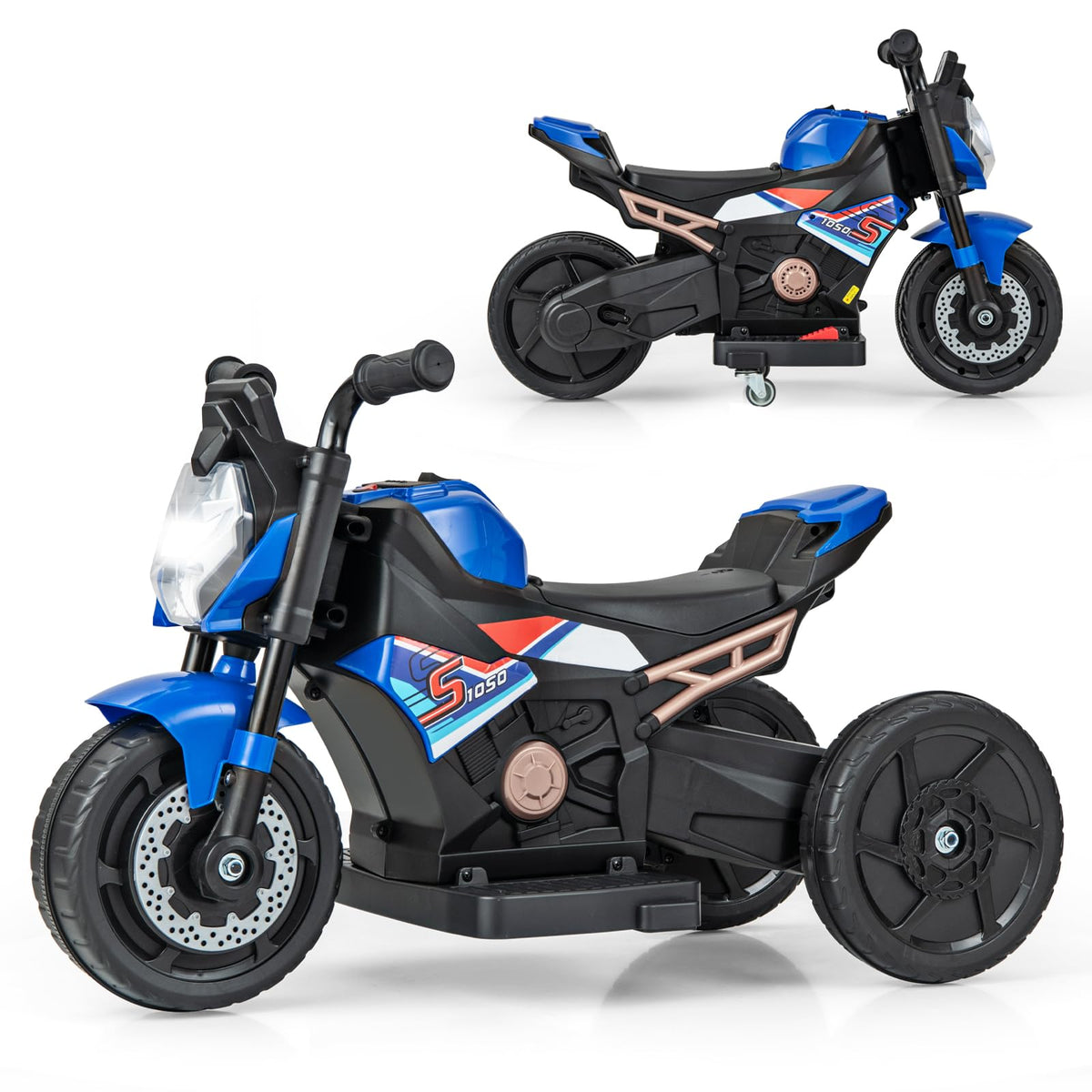 Costzon 6V Kids Motorcycle 3 in 1 Battery Powered Kids Ride on Motorc costzon