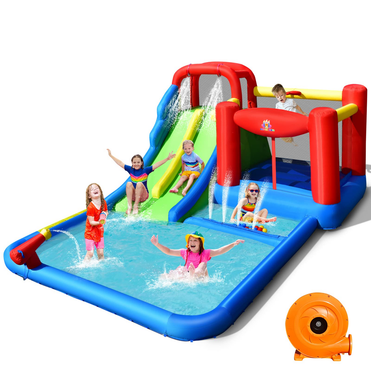 Inflatable Water Slide Park, Kids Giant Water Park Jumping Castle – Costzon