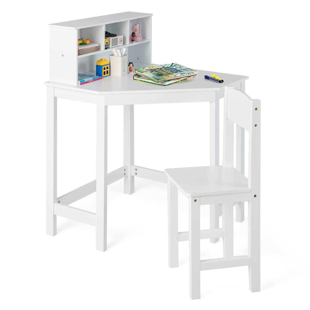 White study table online with chair