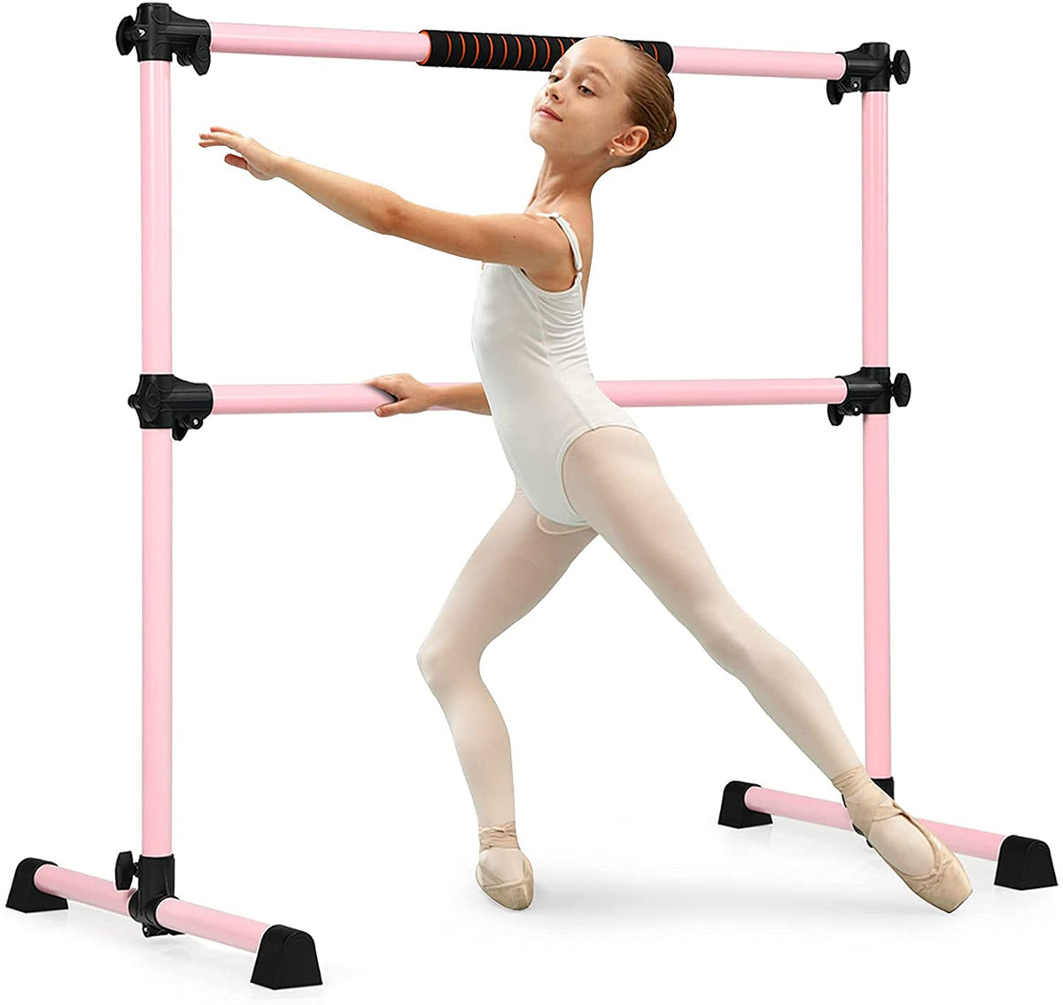 Costzon Ballet Bar, 4ft Freestanding Double Ballerina Bar with Adjusta ...