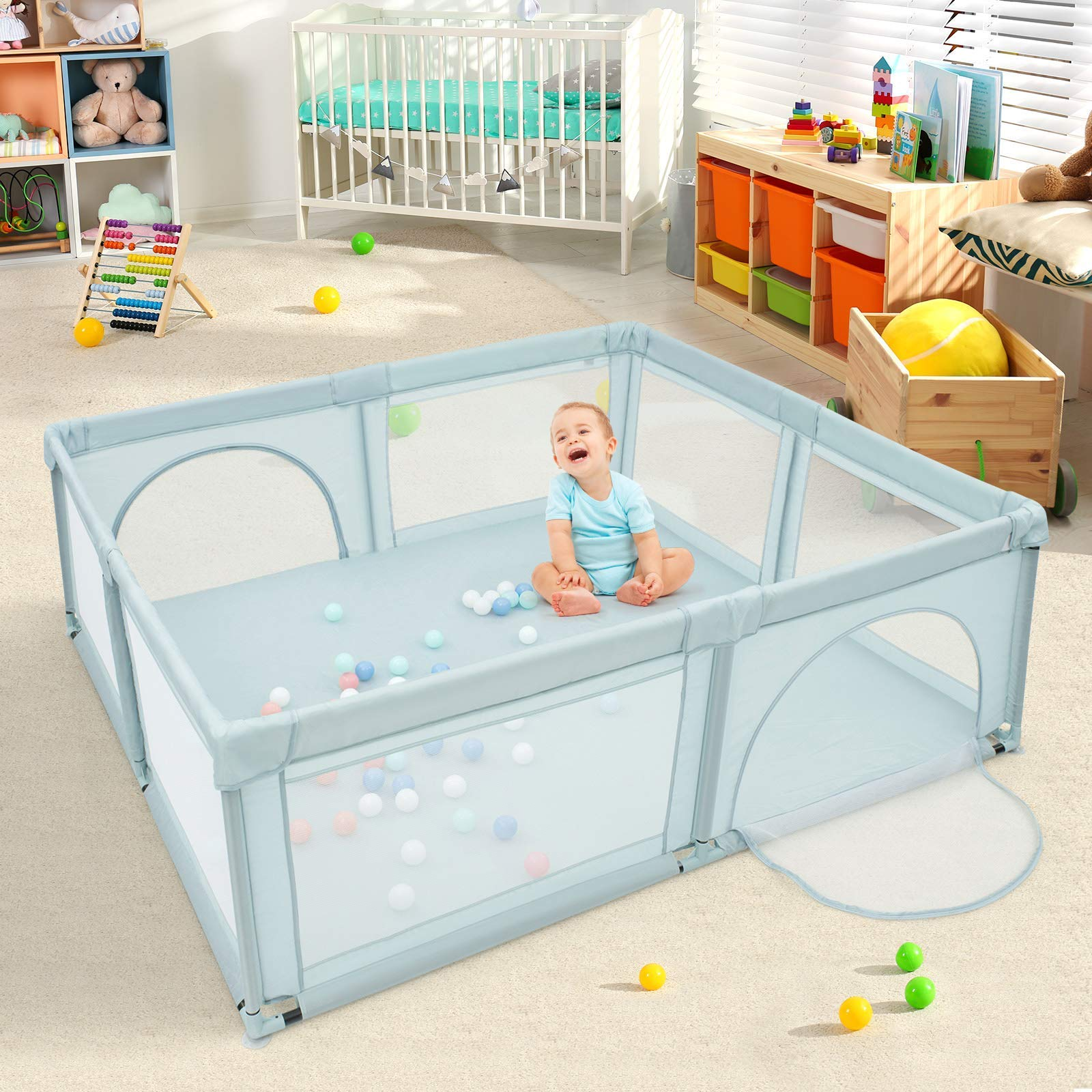 Costzon Large Baby Playpen with Mat, Playpen for Babies and