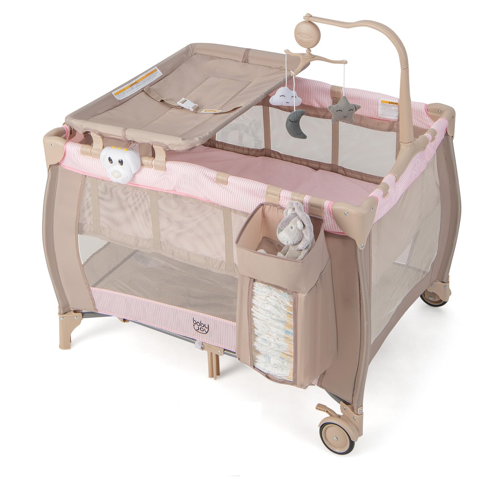 Playard with clearance removable bassinet