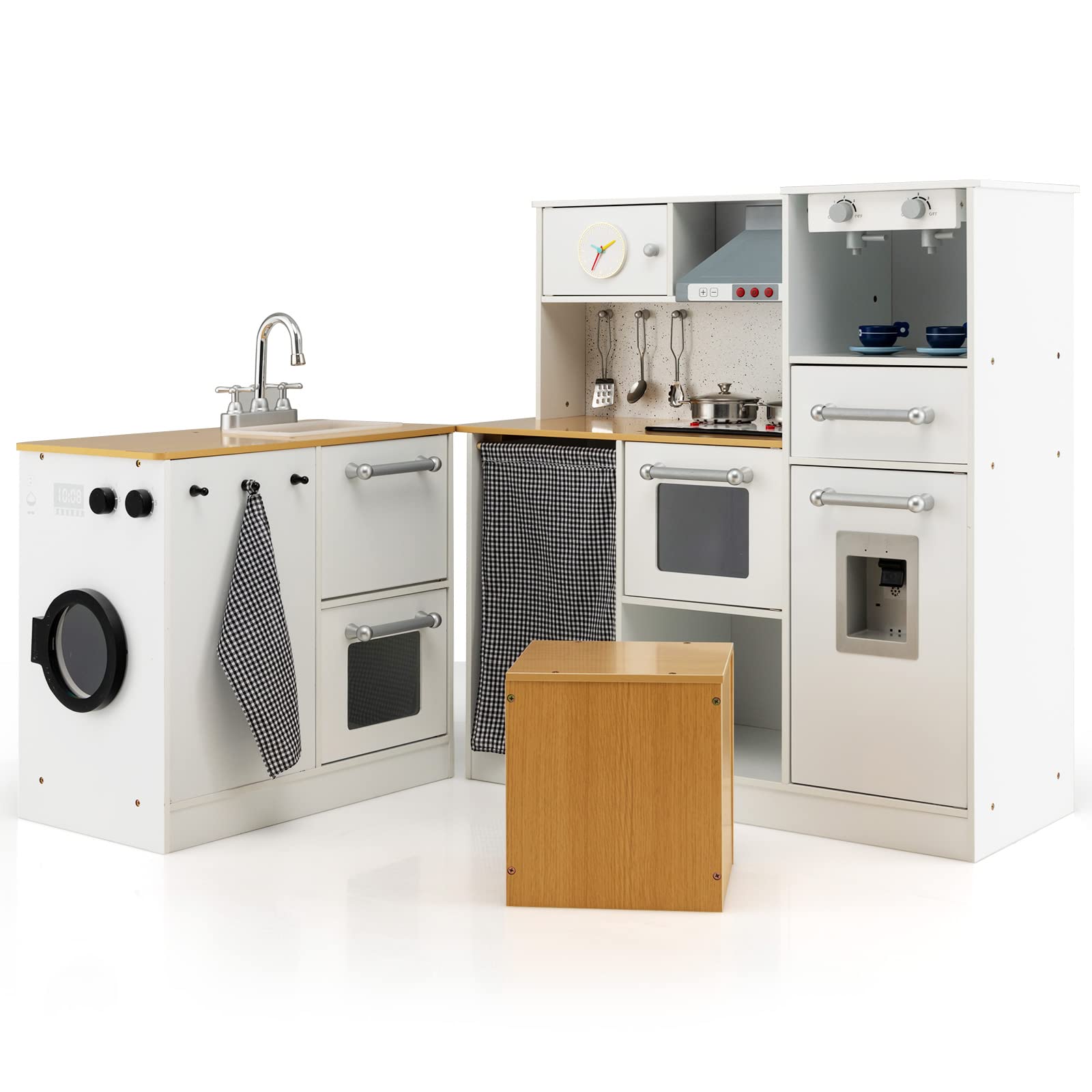 Red Wooden Toy Kitchen with Fridge Freezer and Oven by Teamson