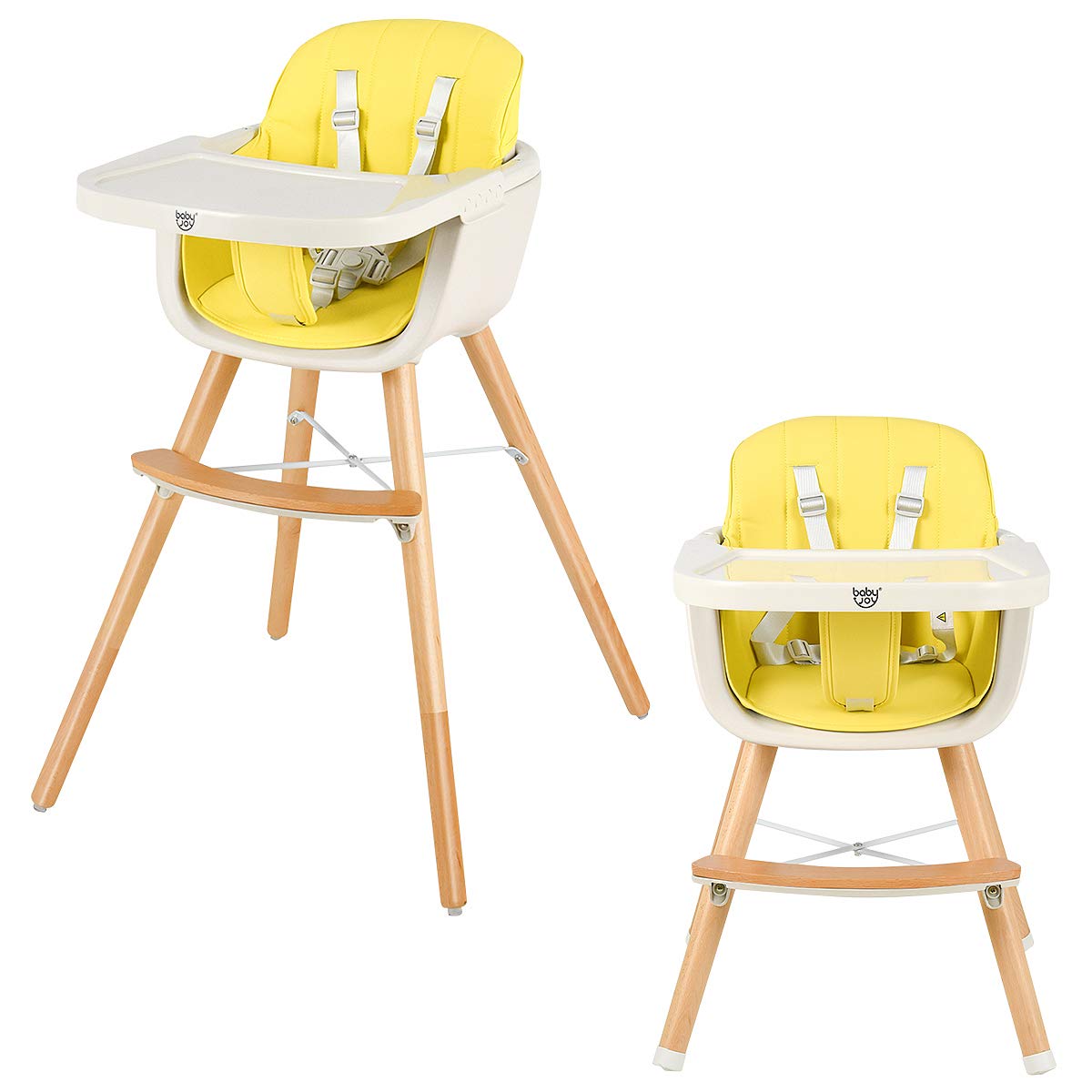 BABY JOY Baby High Chair, Foldable Highchair w/ 7 Heights, 5