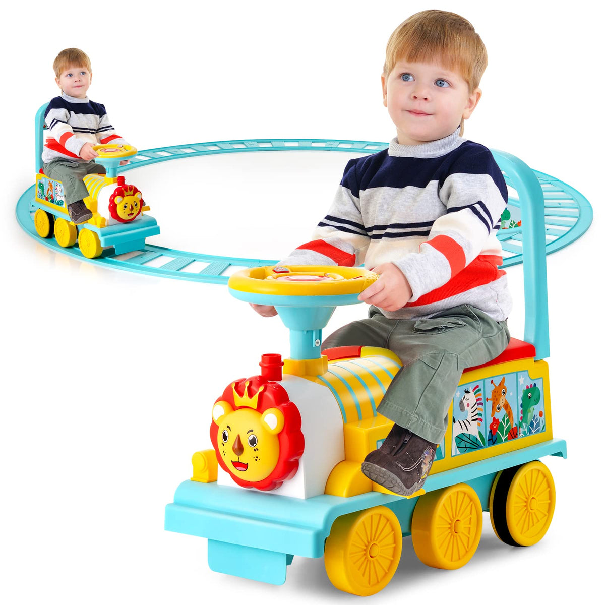 Costzon Ride on Toys, 6V Electric Ride on Train with Tracks, Battery P ...