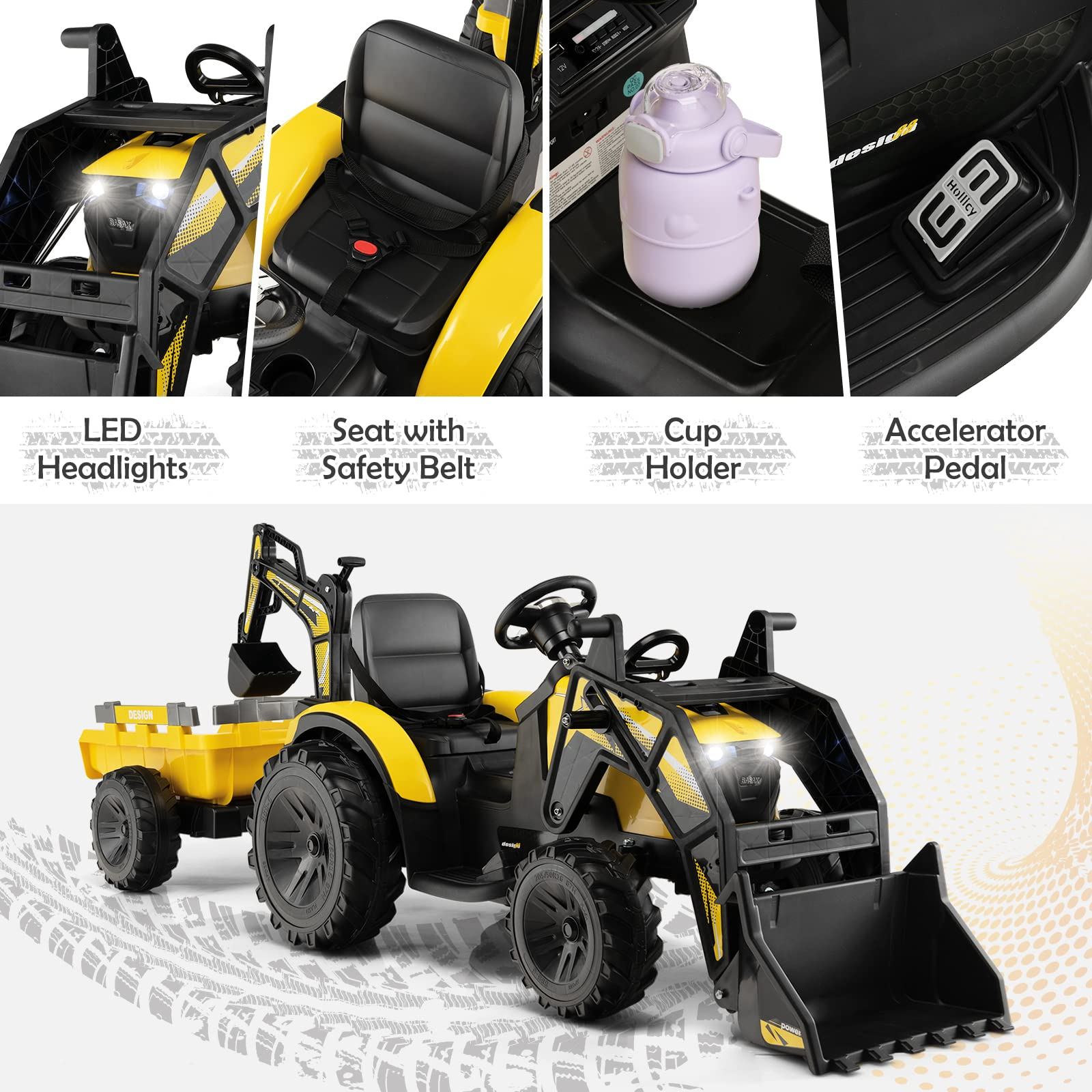 Costzon 3 in 1 Ride on Tractor, Excavator & Bulldozer, 12V Battery Pow –  costzon